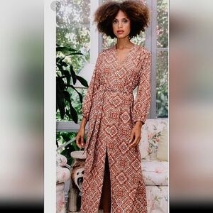 Cara Cara Paris Maci Dress Moroccan Tile Spice Medium Large NWT